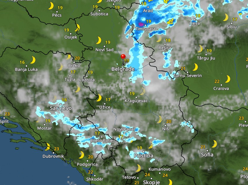 Kretanje nevremena u 22 sata