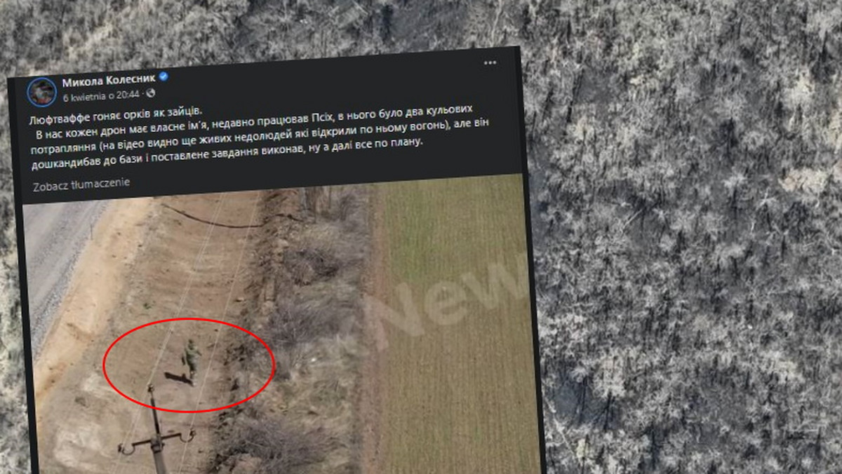 Rrosyjski żołnierz uciekał przed dronem. Zaskakujący finał akcji [WIDEO]