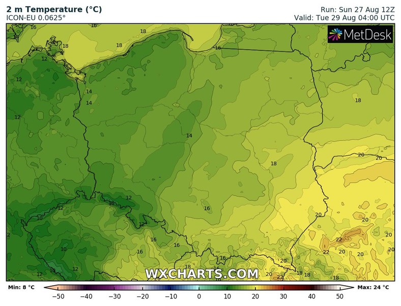 Kontrast termiczny utrzyma się również w nocy