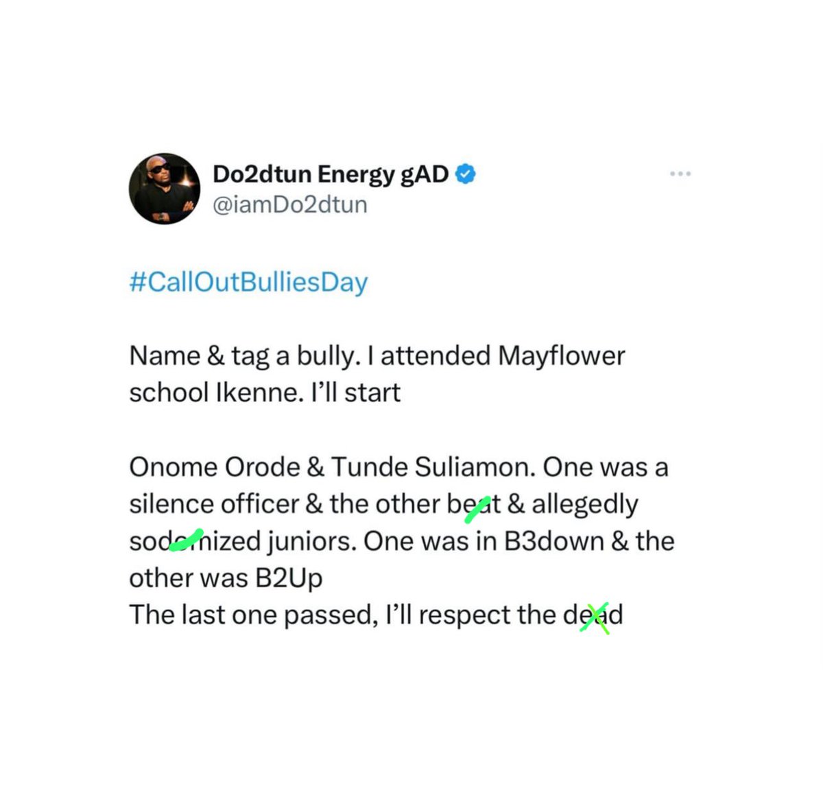His post [X/Do2dtun]