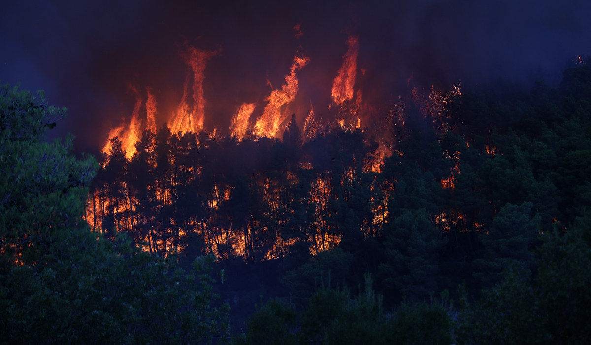 Incendii de vegetație în Grecia, Franța și Spania: zid de foc la 60 km de Atena, 200 de persoane, evacuate pe mare