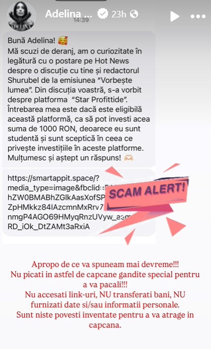 Avertismentul transmis de Adelina Pestrițu fanilor ei. Ce a pățit: „Știu că nu sunt singura care se confruntă cu asta! Verificați întotdeauna”
