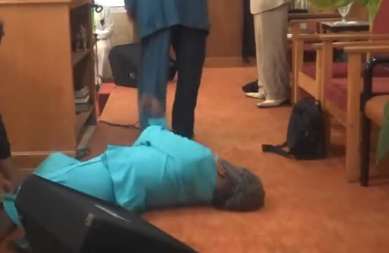 55-year-old woman slumps and dies while sharing testimony in church.