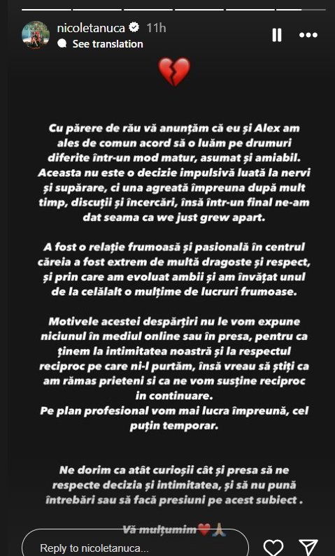 Nicoleta Nucă s-a despărțit de Alex Ursache, după ce recent vorbea despre nunta cu acesta. Artista a făcut primele declarații. „Discuții și încercări”