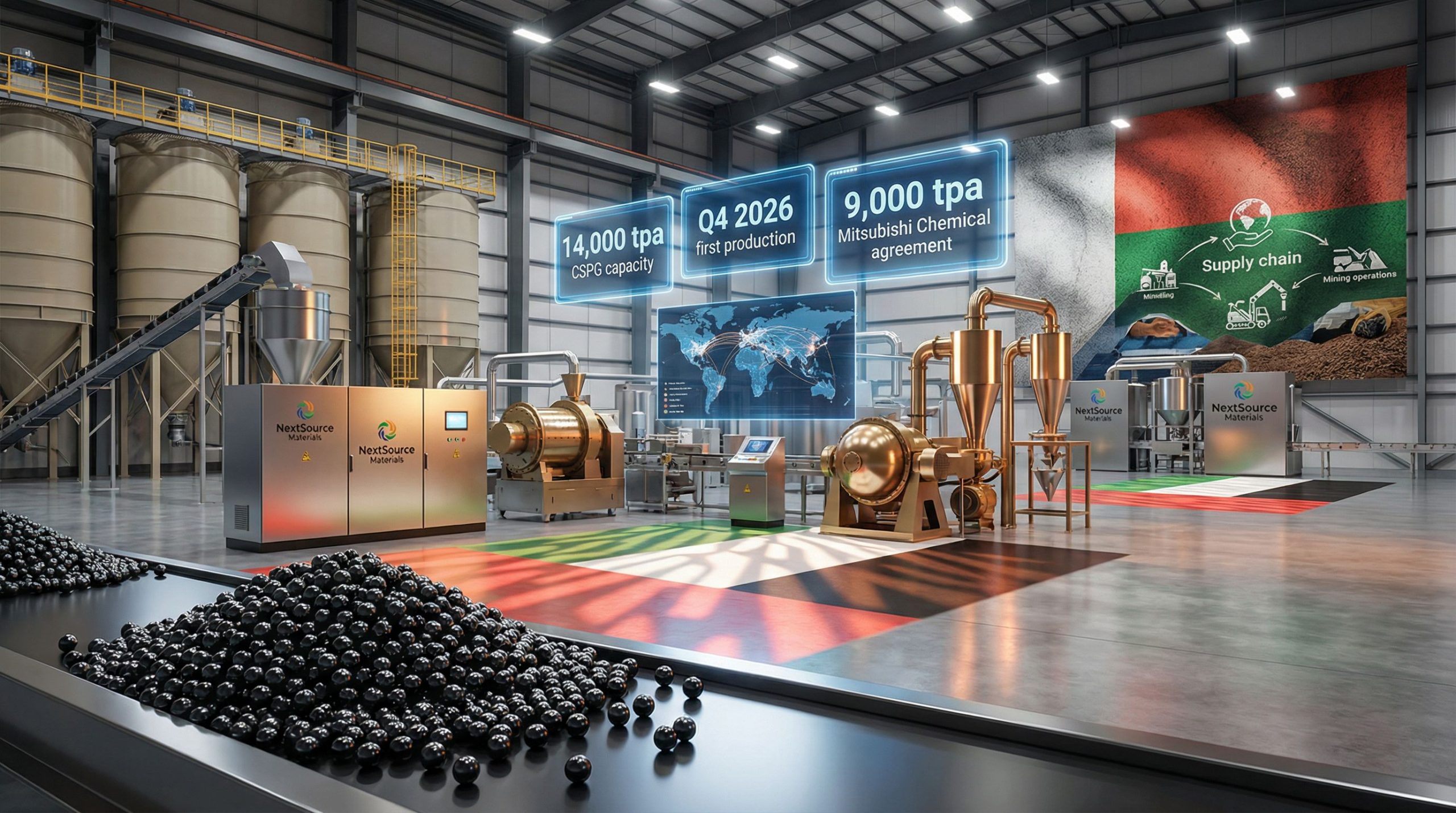 Under the agreement, NextSource will purchase 34,000 to 68,000 tonnes of graphite over seven years, supplying its planned large-scale anode plant in the United Arab Emirates