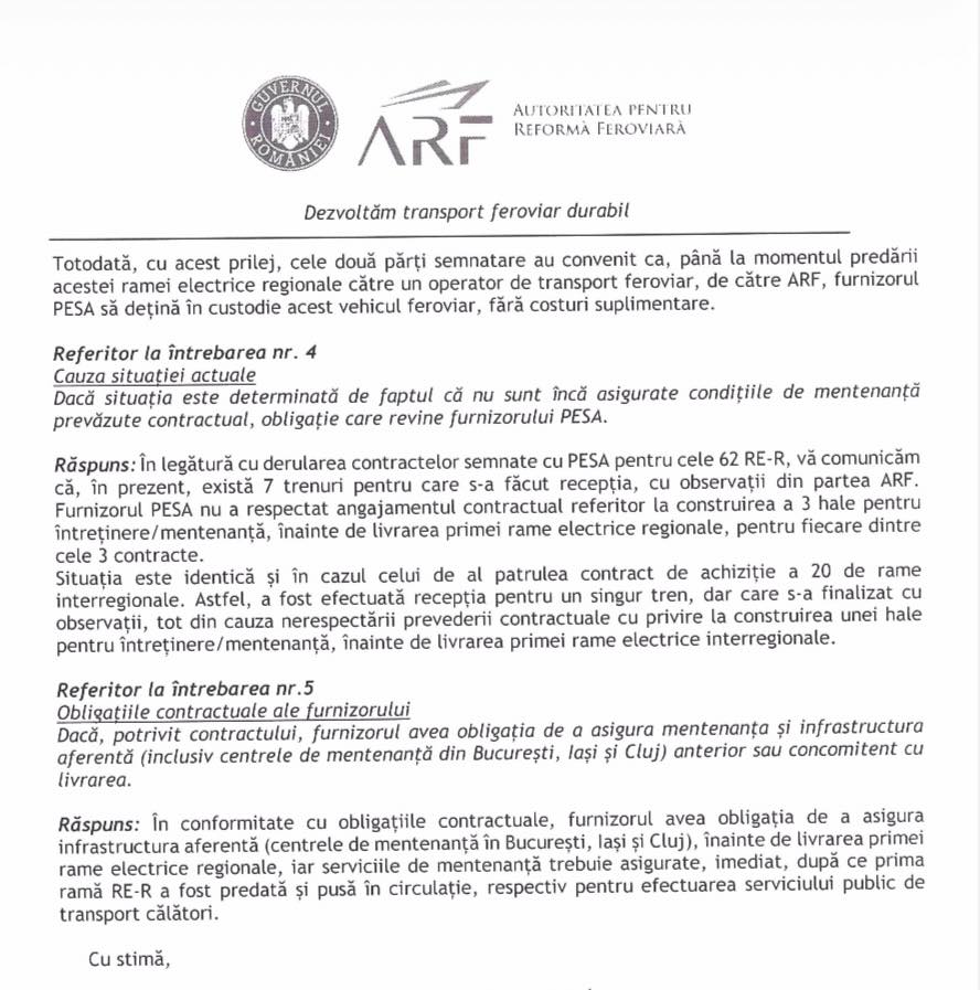 Instituția care cumpără trenuri pentru CFR, în pericol să piardă un contract de 2.000.000.000, se apără pentru situația trenurilor fără asigurare