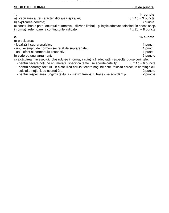 Subiecte Biologie și Anatomie la Bac 2026. Baremul de corectare a fost publicat