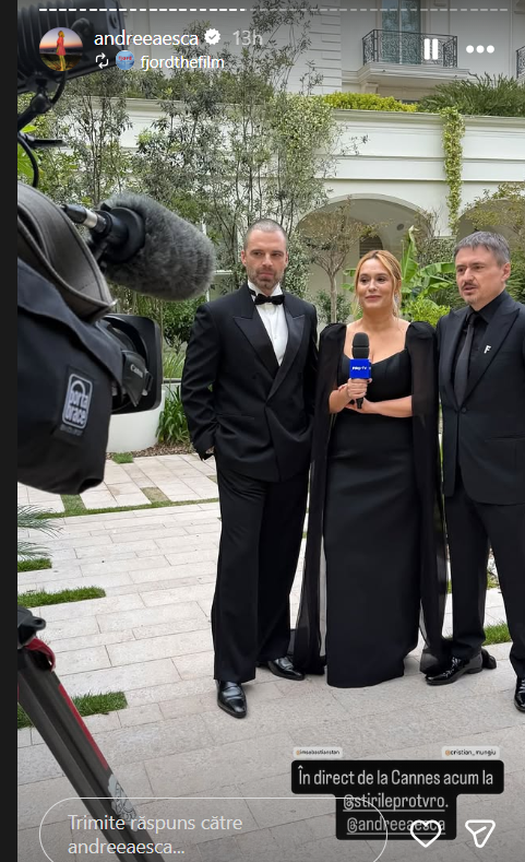 Cum a apărut Andreea Esca la Cannes 2026. Vedeta Pro TV a strălucit alături de Sebastian Stan și Cristian Mungiu