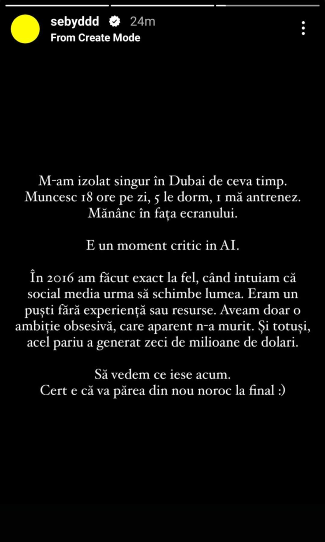 Anunțul făcut de Sebastian Dobrincu după câteva luni de relație cu Otniela Sandu. Milionarul trece printr-o perioadă dificilă. „M-am izolat singur în Dubai”