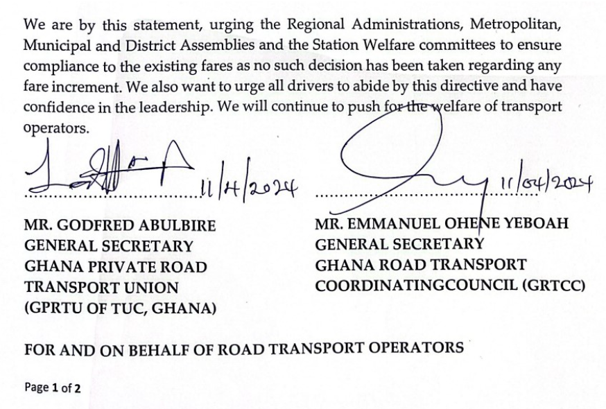 Don\'t pay new transport fares - GPRTU and GRTCC urge Ghanaians