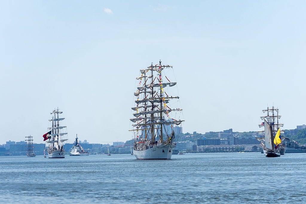 Ships from over 20 countries paraded up New York City's Hudson River in celebration of America's 250th birthday on July 4.