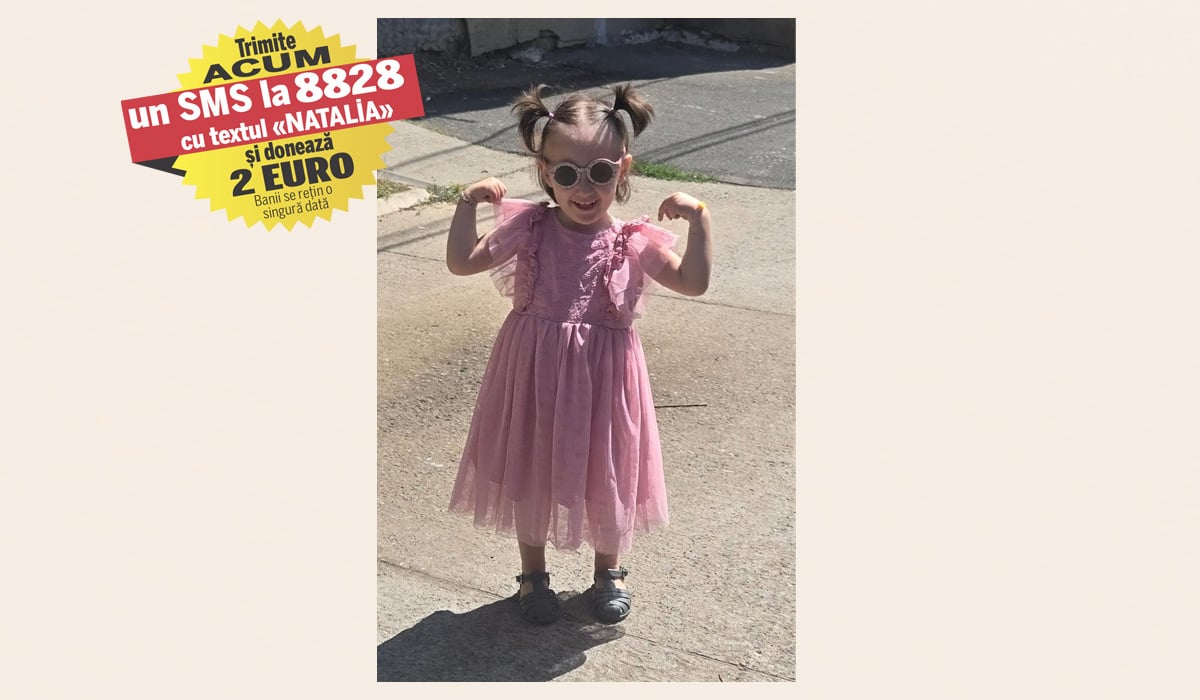 Natalia are nevoie de 8.000 de euro pentru o proteză oculară și tratamente postoperatorii. Fetița are doar 2,7 ani și suferă de retinoblastom bilateral, o formă rară și agresivă de cancer infantil