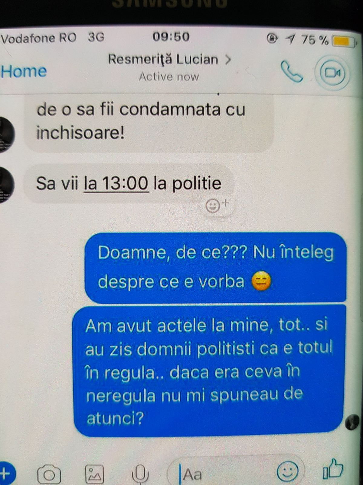 ANCHETĂ/ Un polițist din Vaslui amenință o șoferiță într-un mesaj privat pe Facebook: ”O să fii condamnată cu închisoare!” - FOTO