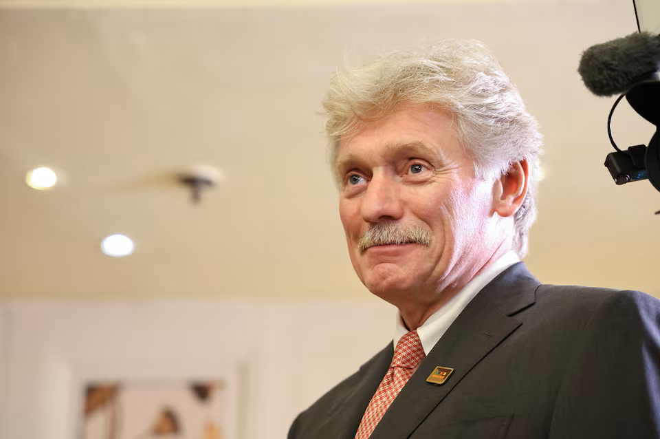 Kremlin spokesman Dmitry Peskov speaks during a meeting of Russian President Vladimir Putin with journalists on the sidelines of the BRICS summit in New Delhi, India, September 12, 2026. Sputnik/Alexander Kazakov/Pool via REUTERS 