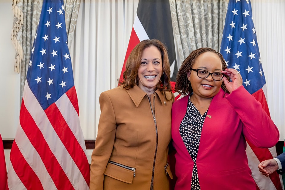 Kirinyaga County Governor Anne Waiguru with U.S Vice President, Kamala Harris in Washington D.C during President William Ruto's state visit