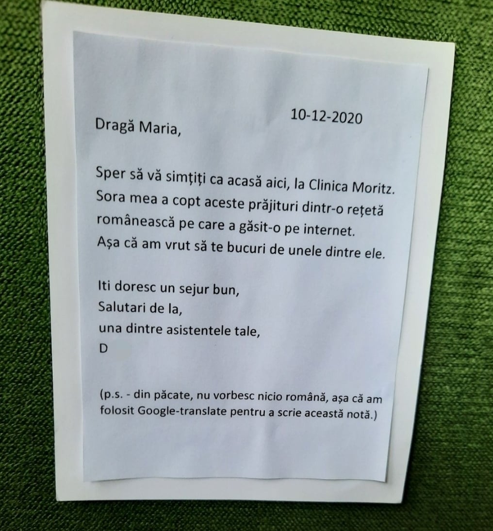 Gest impresionant pentru Măriuca la sosirea în Germania. Fata arsă de criminal, așteptată cu prăjituri și un mesaj în română