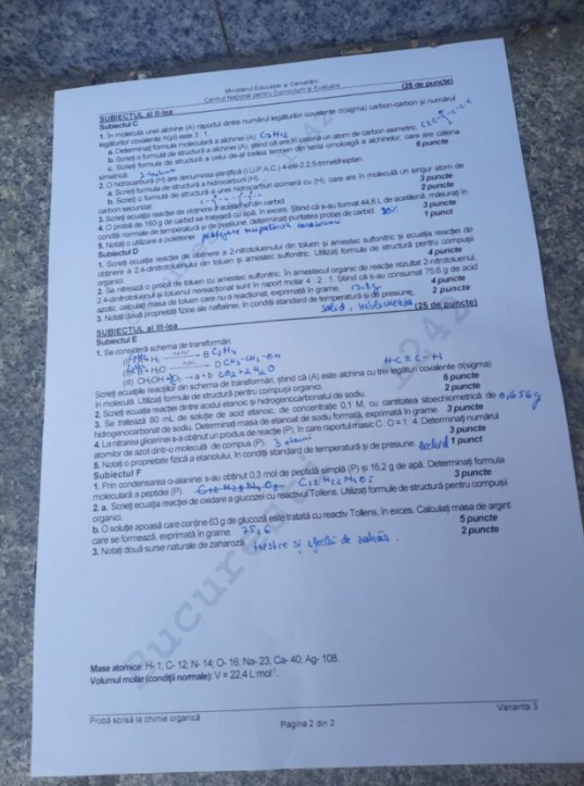 Subiecte Chimie la Bac 2026. Baremul de corectare a fost publicat