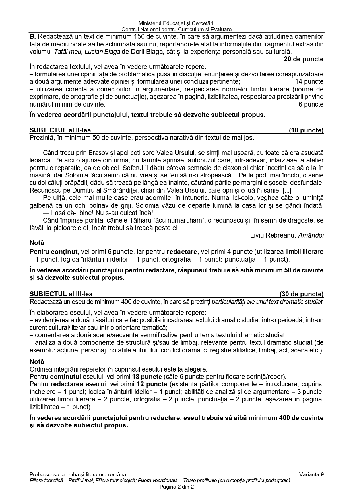 Subiecte BAC Română 2025 - sesiunea de toamnă. Ce a picat la prima probă a examenului de Bacalaureat