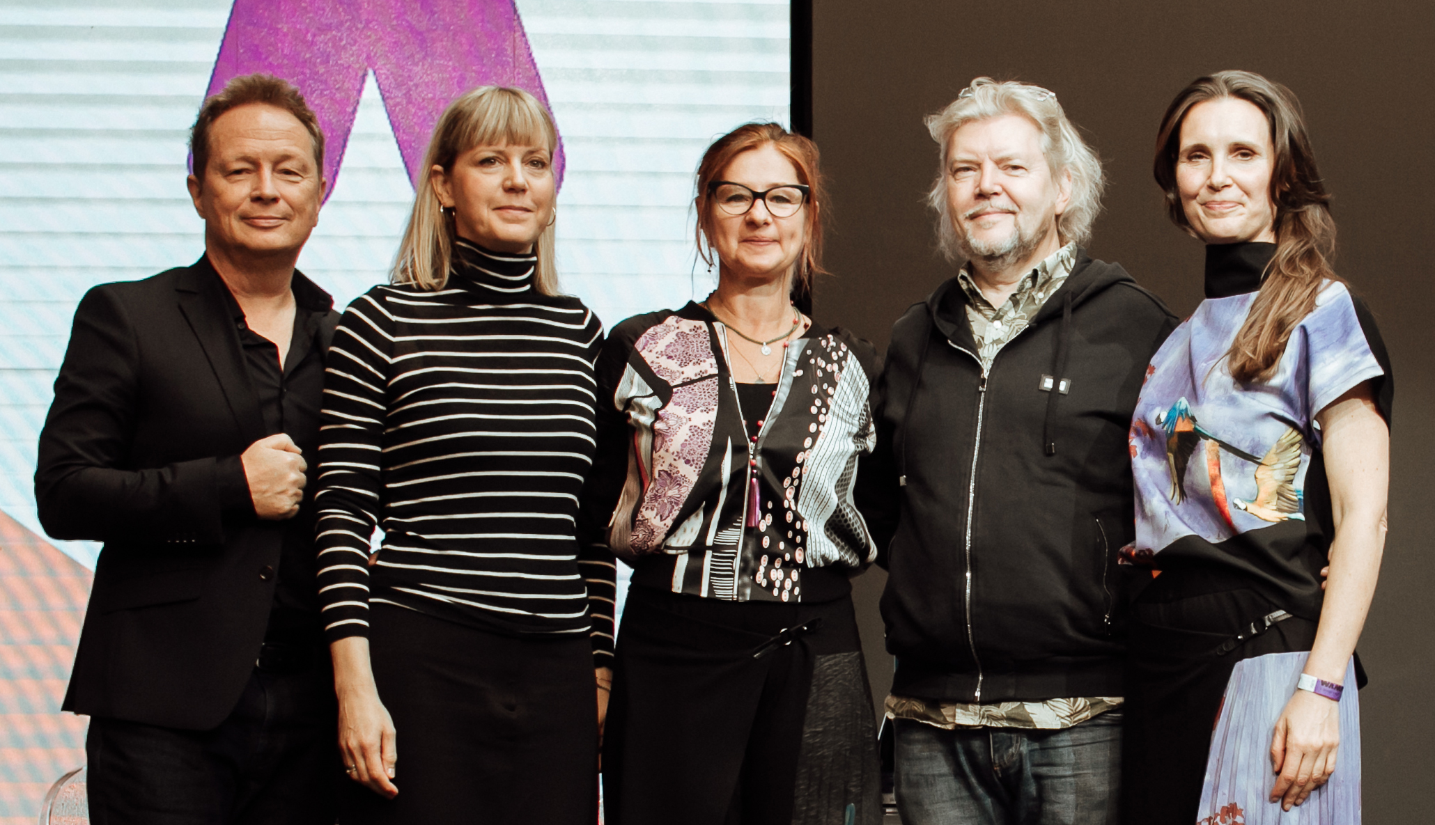 Mosshammer Kinga a WAMP egyik alapítója, Geszti Péter a WAMP egykori tulajdonosa, Stampf Kati az ARTISTA tervezője, Gerendai Károly a WAMP tulajdonosa és Mayr Eszter a WAMP ügyvezetője Fotó: Horváth Anikó