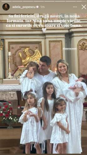 Ținuta purtată de Laura Cosoi la botezul Ninei a atras atenția tuturor. Imagini cu întreaga familie, în biserica din Maramureș