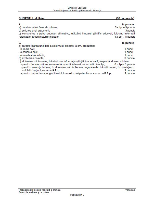 Baremul de corectare pentru proba de Biologie și Anatomie Bacalaureat 2023 a fost publicat de Ministerul Educației. Cum trebuiau rezolvate subiectele