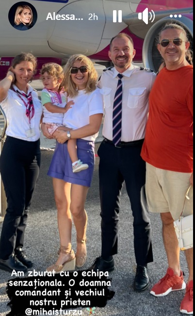 Alessandra Stoicescu a zburat în Mykonos cu Mihai Sturzu, fost membru Hi-Q care a devenit pilot. Fiica ei a avut voie în cabină
