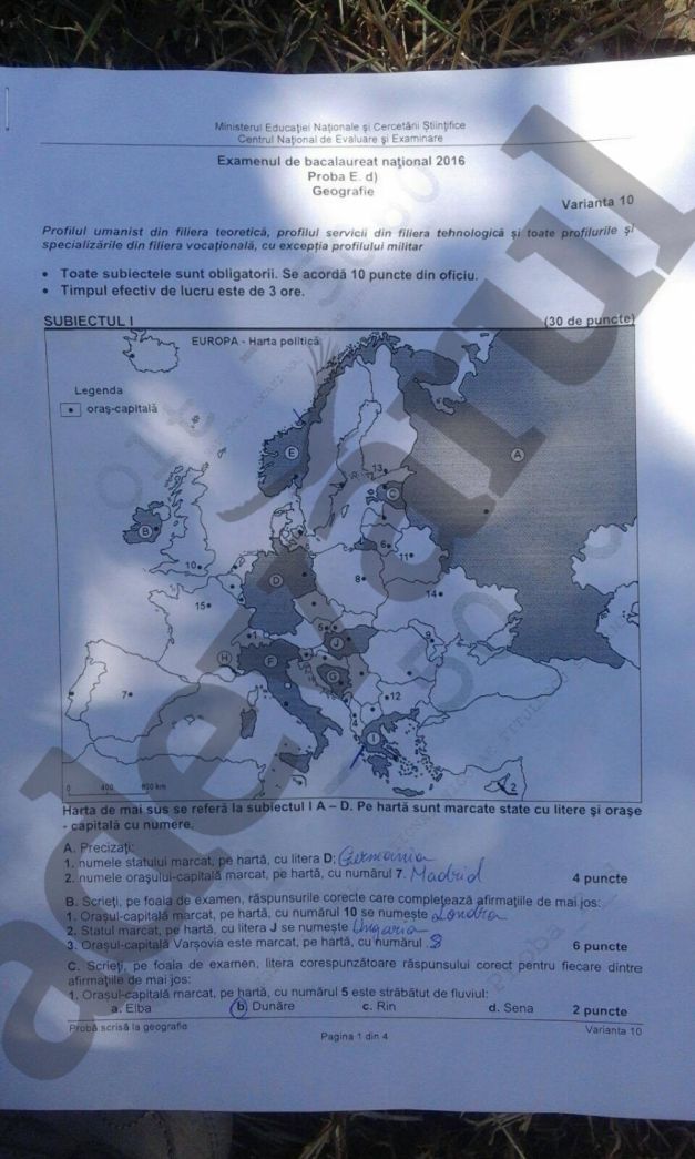 BACALAUREAT 2016. SUBIECTE ȘI BAREM EDU.RO. Ce subiecte au avut de rezolvat elevii