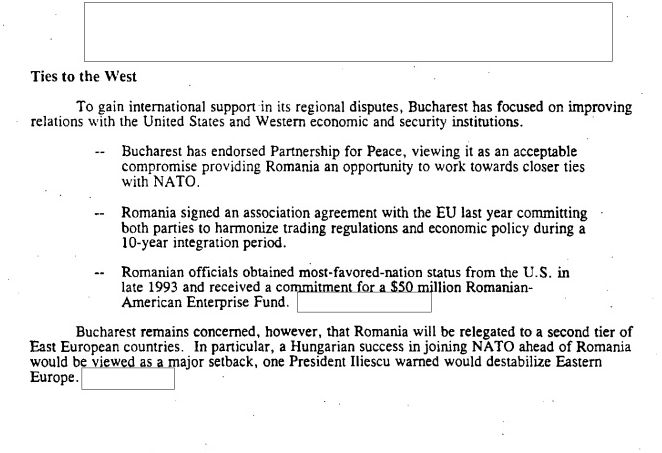 Raportul CIA despre România în anul 1994: „Țară aflată la mila unor state europene puternice, precum Rusia și Germania” 