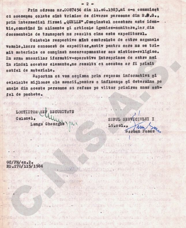 Războiul Securității din România comunistă cu coletele din străinătate - securitate Dolj