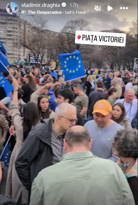 Cum au apărut Vladimir Drăghia și soția Alice la Mitingul EuRo de la Piața Victoriei. La ce au renunțat pentru a fi alături de manifestanți