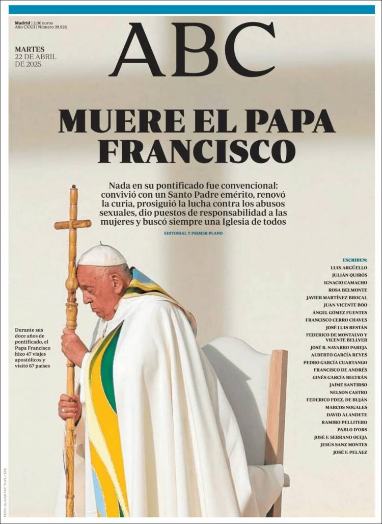 Titluri uriașe și imagini emoționante: cum au anunțat marile ziare ale lumii moartea Papei Francisc
