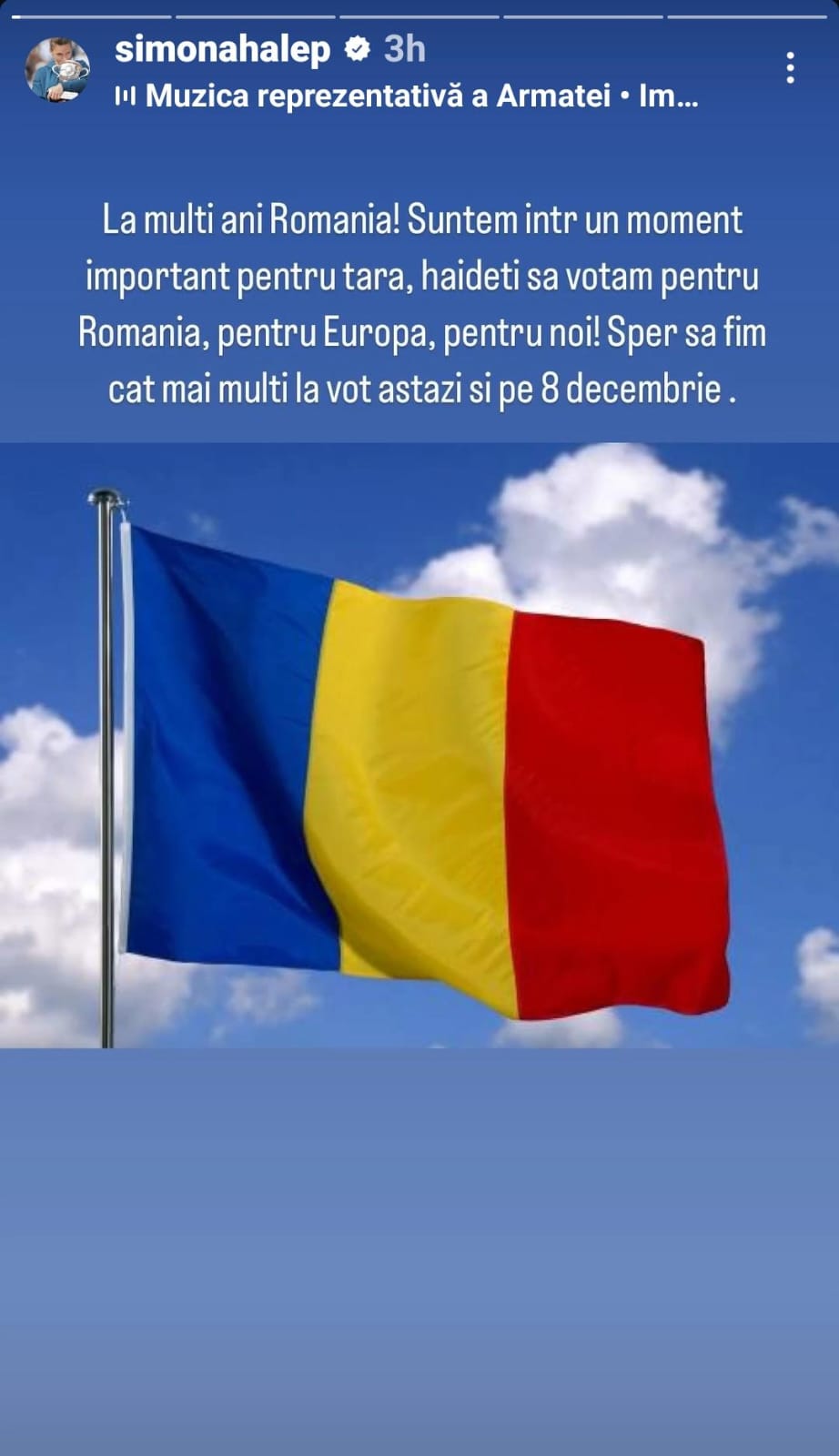 Simona Halep, mesaj în ziua alegerilor parlamentare: „Haideţi să votăm pentru România, pentru Europa, pentru noi”