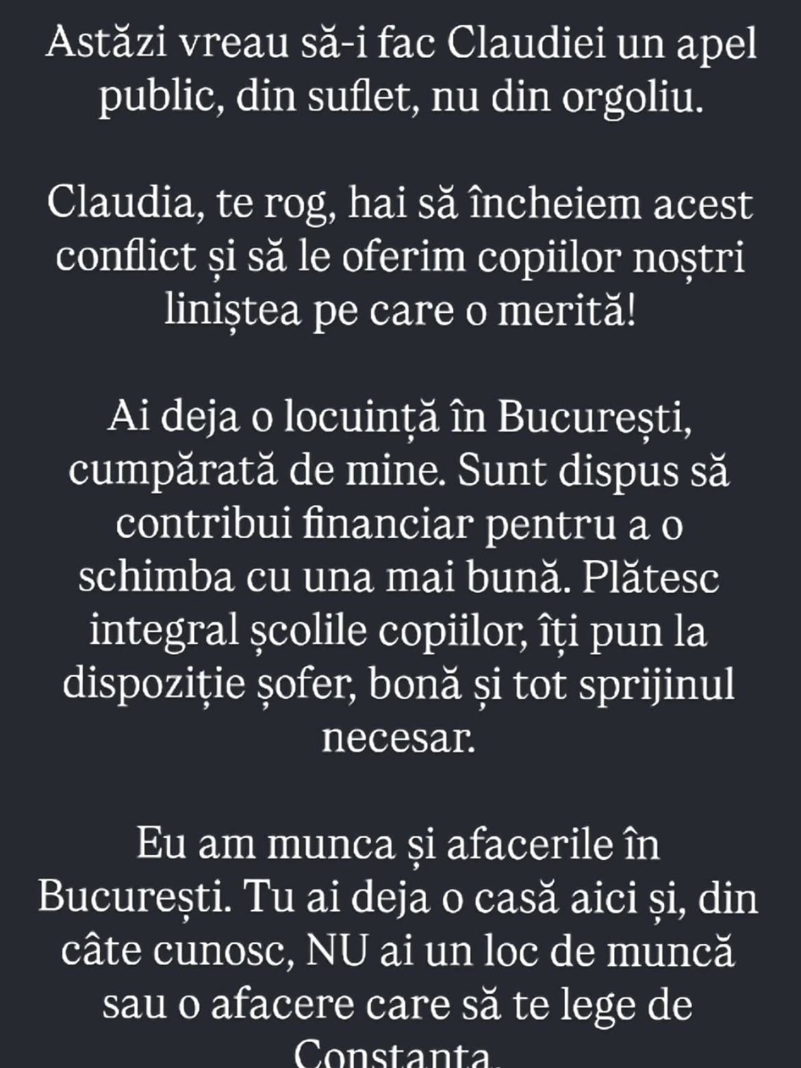 Gabi Bădălău, ofertă pentru Claudia Pătrășcanu pentru încheierea scandalului