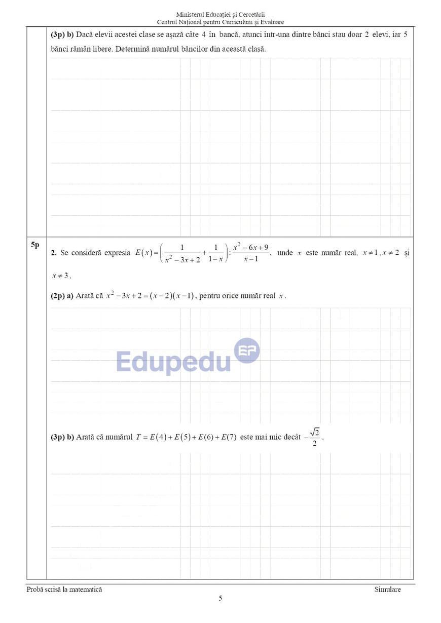 Subiectele la matematică la Evaluarea Națională 2026. Ce a picat la a doua probă a examenelor pentru clasa a 8-a