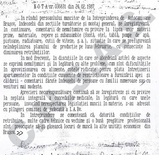 Ce a trăit Brașovul pe 15 noiembrie 1987. Conversația telefonică interceptată de Securitate: „Noi am avut o sărbătoare foarte mare”