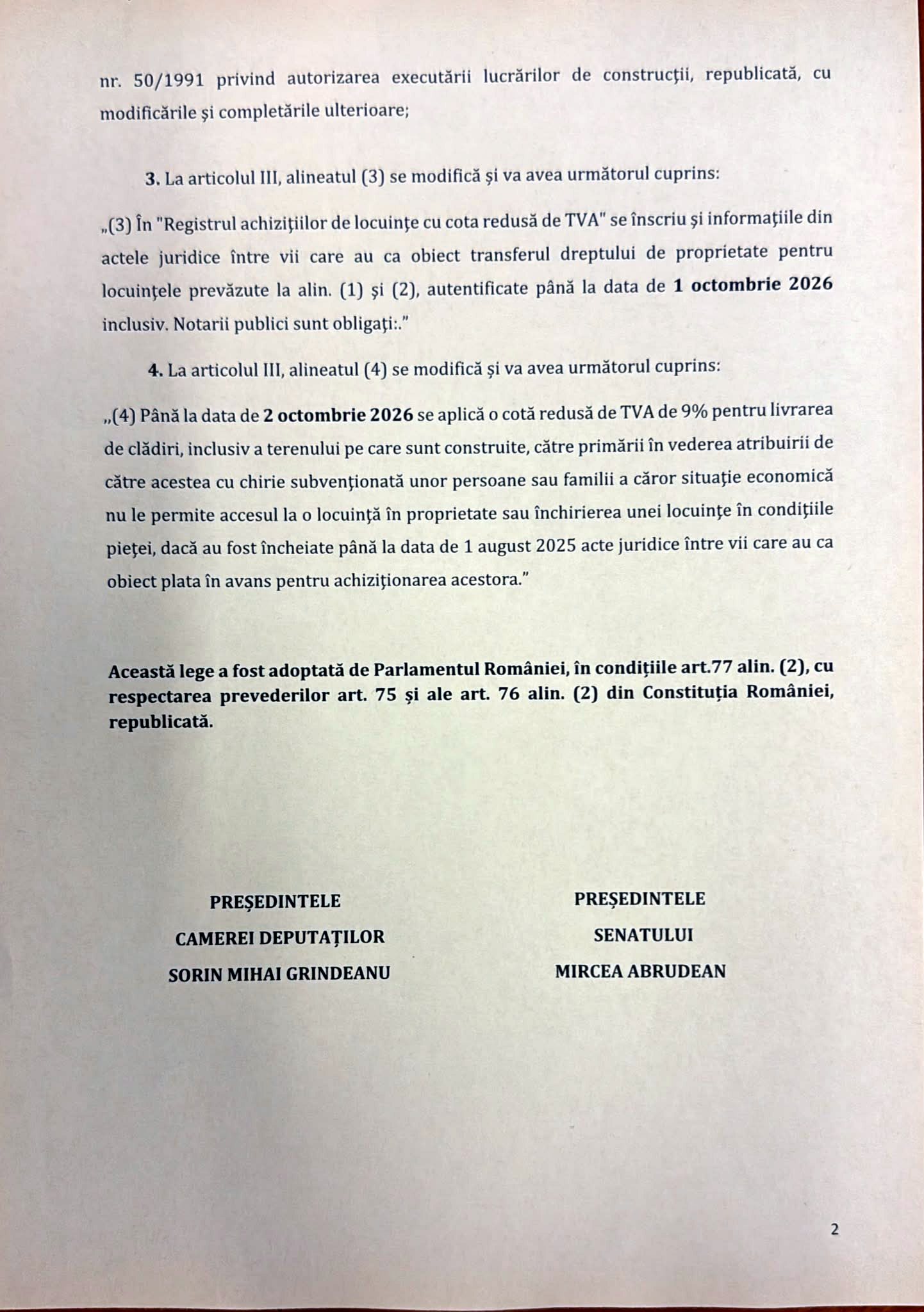 PSD a cerut amânarea majorării cotei de TVA la 21% pentru locuințe noi până la 1 octombrie 2026, spune Sorin Grindeanu | Document