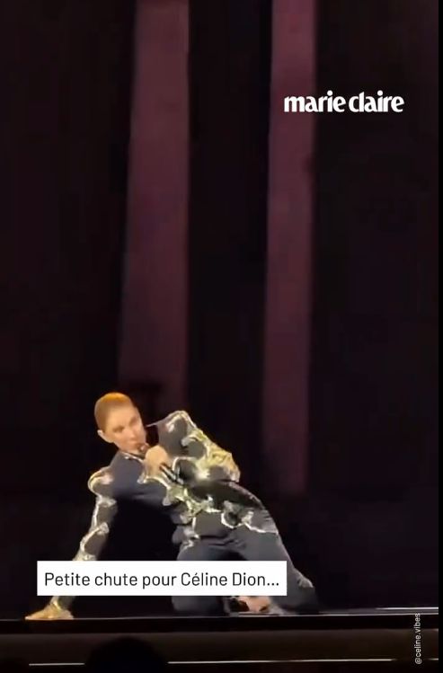 Celine Dion a căzut pe scenă la Paris