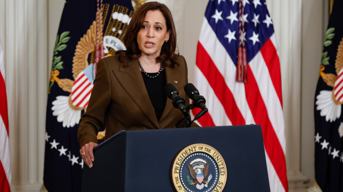 Vice President Kamala Harris speaks during an event to mark the 2010 passage of the Affordable Care Act in the East Room of the White House on April 5, 2022 in Washington, DC. [Getty Images]