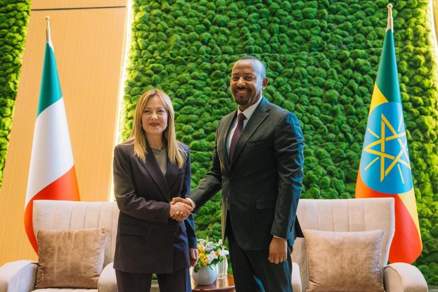 L-R Italian Prime Minister Giorgia Meloni, and Ethiopia Prime Minister Abiy Ahmed [@AbiyAhmedAli :X]