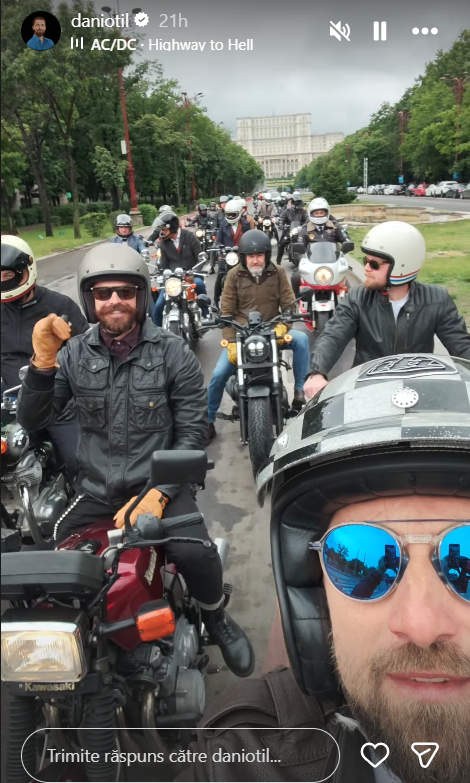 Cum a apărut Dani Oțil la parada motocicliștilor, în Capitală. Prezentatorul TV s-a filmat în ploaie și le-a arătat imaginile fanilor