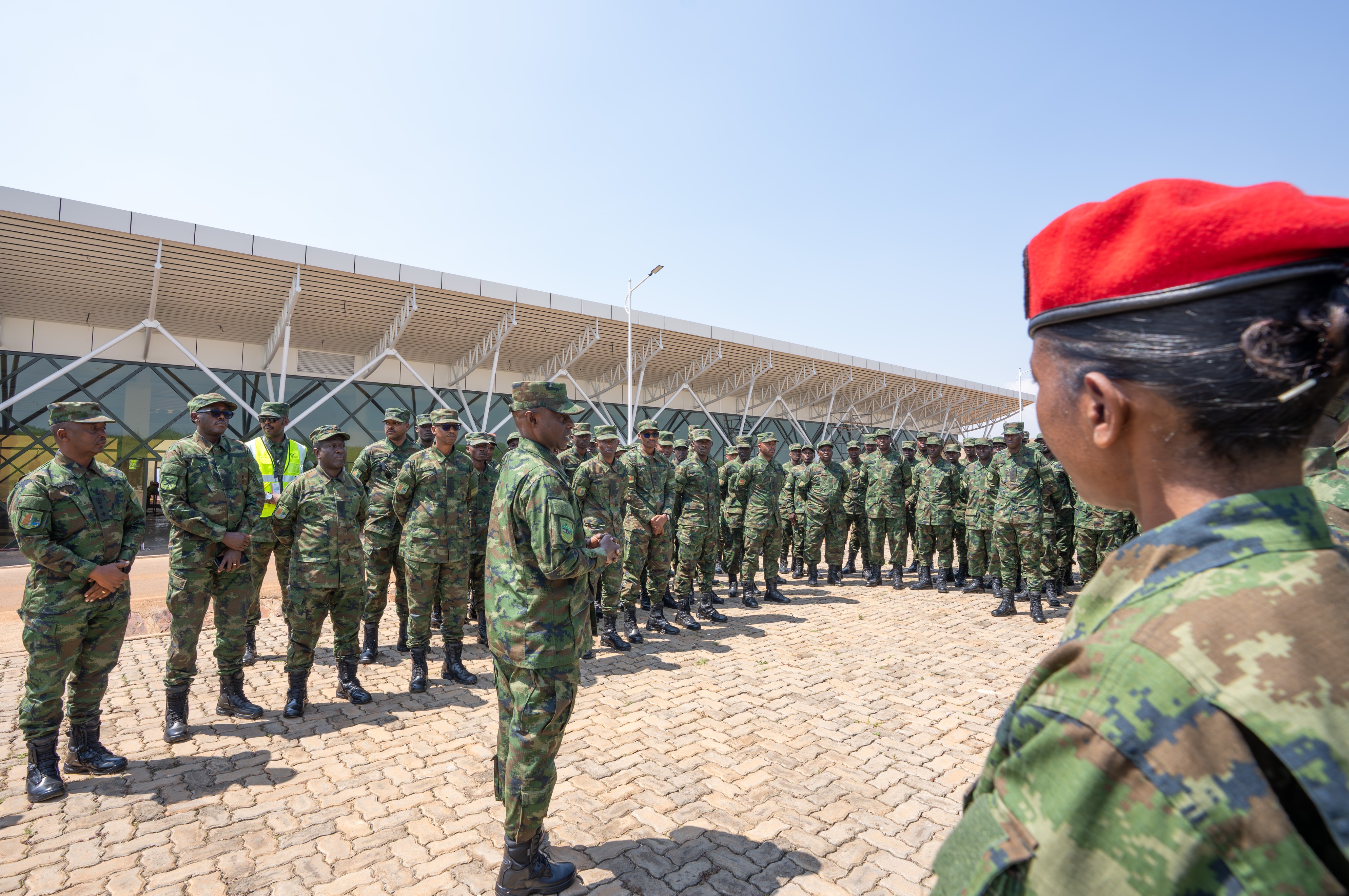 Before departing for Kingston, the engineers received a briefing from Brigadier General Faustin Tinka, Commander of the Mechanized Division