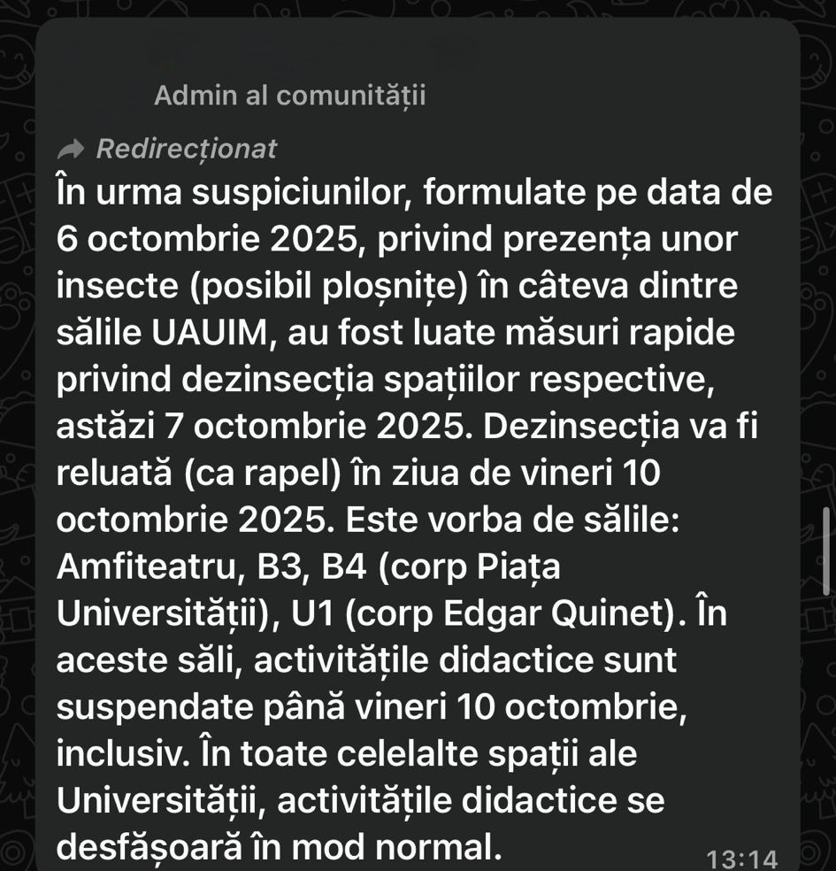 Universitatea de Arhitectură „Ion Mincu”, invadată de ploșnițe și șobolani. Mulți studenți refuză să mai participe la cursuri