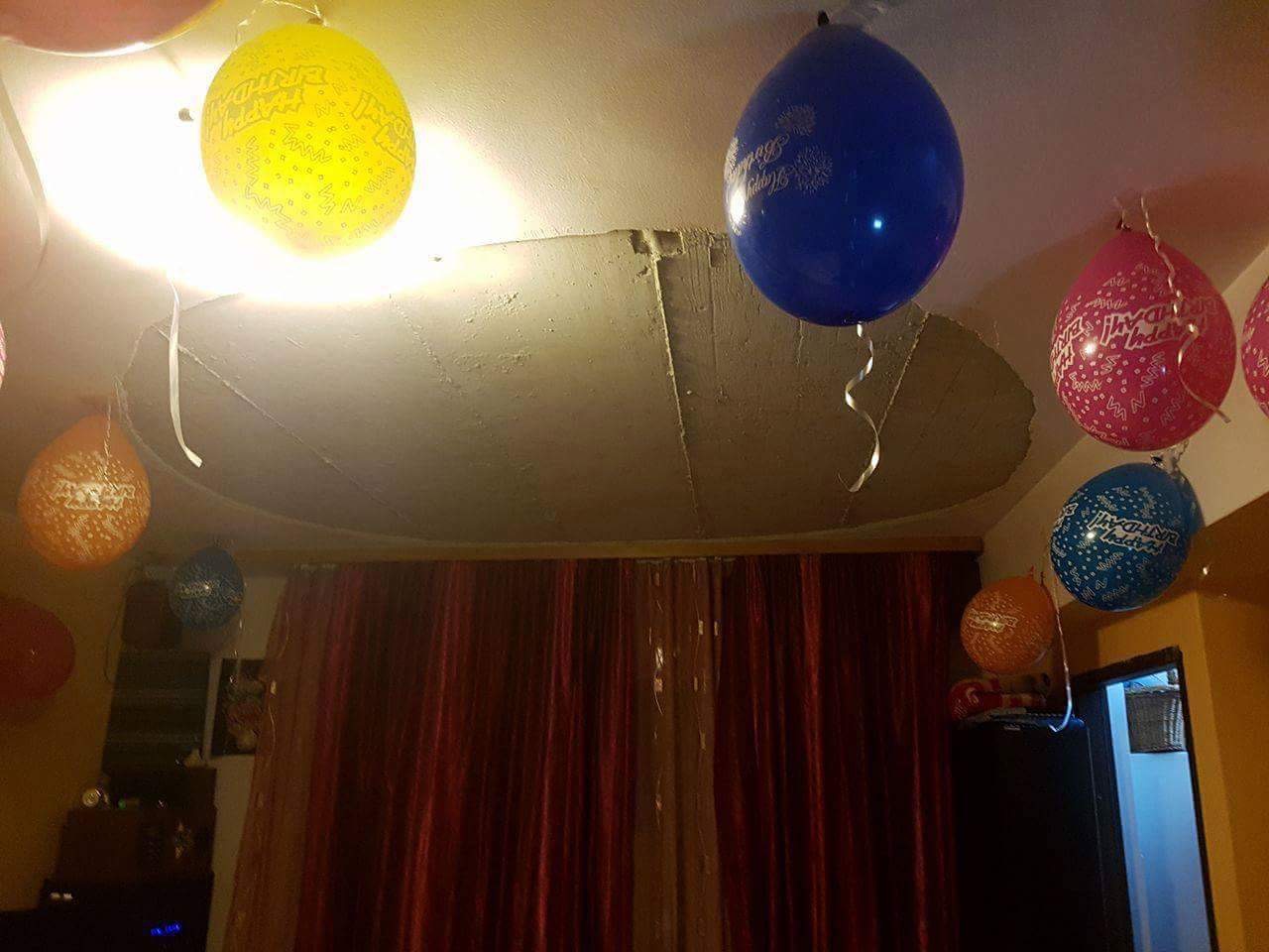 Tavanul unui apartament s-a prăbușit peste un grup de copii, în timpul unei petreceri / FOTO