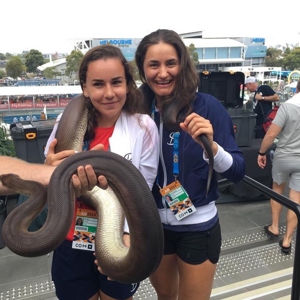 Monica Niculescu, Irina Bara şi Mihaela Buzărnescu s-au jucat cu un șarpe uriaș la Melbourne | GALERIE FOTO