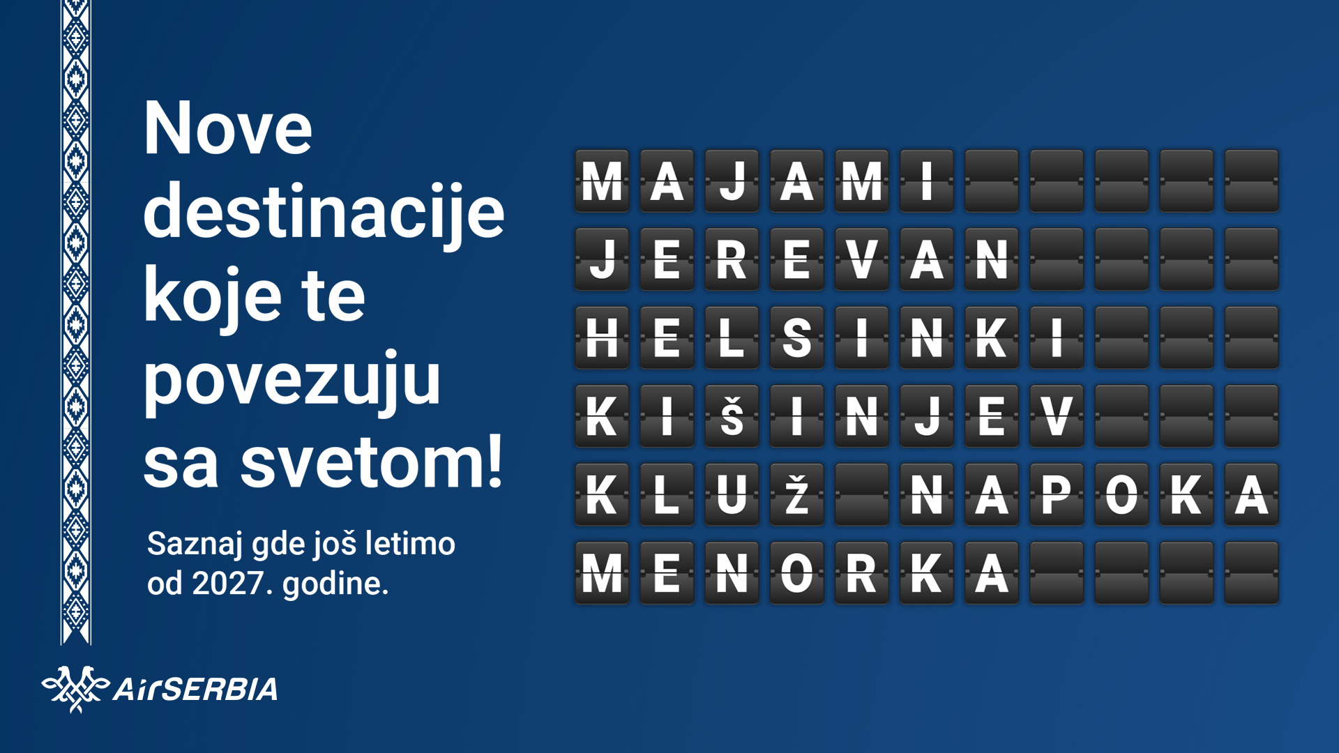 Er Srbija uvodi šest novih destinacija u 2027, među njima Majami