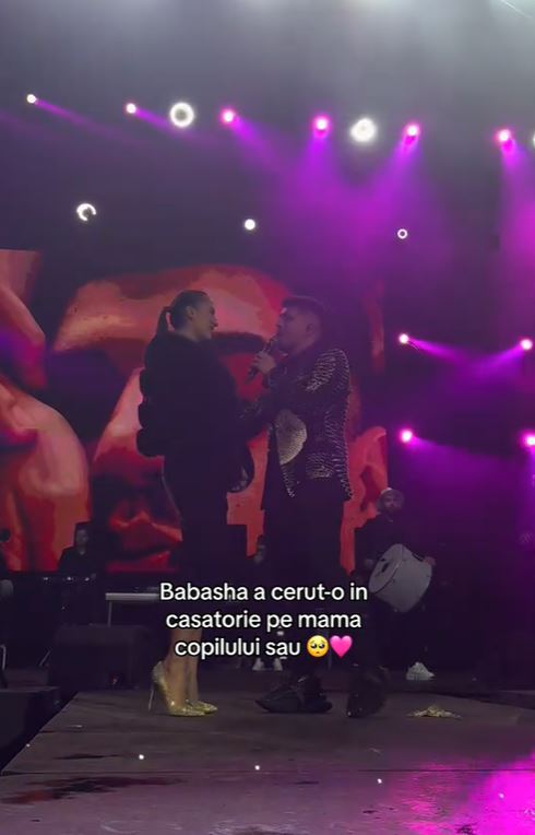 Babasha și-a cerut iubita în căsătorie pe scenă, în noaptea de Revelion. Vor deveni părinți în câteva luni