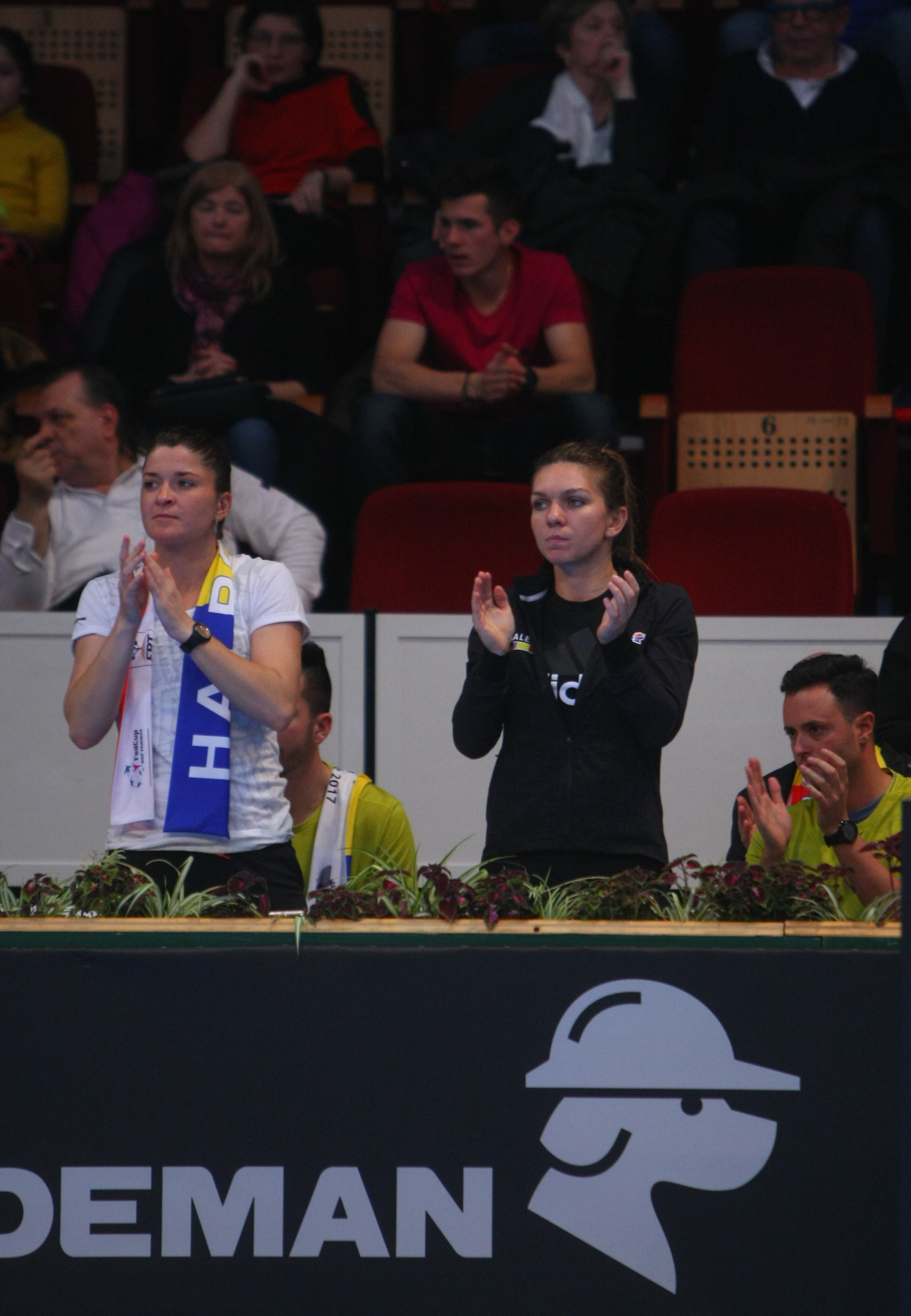 Simona Halep conduce din lojă galeria României, la meciul de Fed Cup cu Belgia. Ion Țiriac, stingher în tribună / GALERIE FOTO