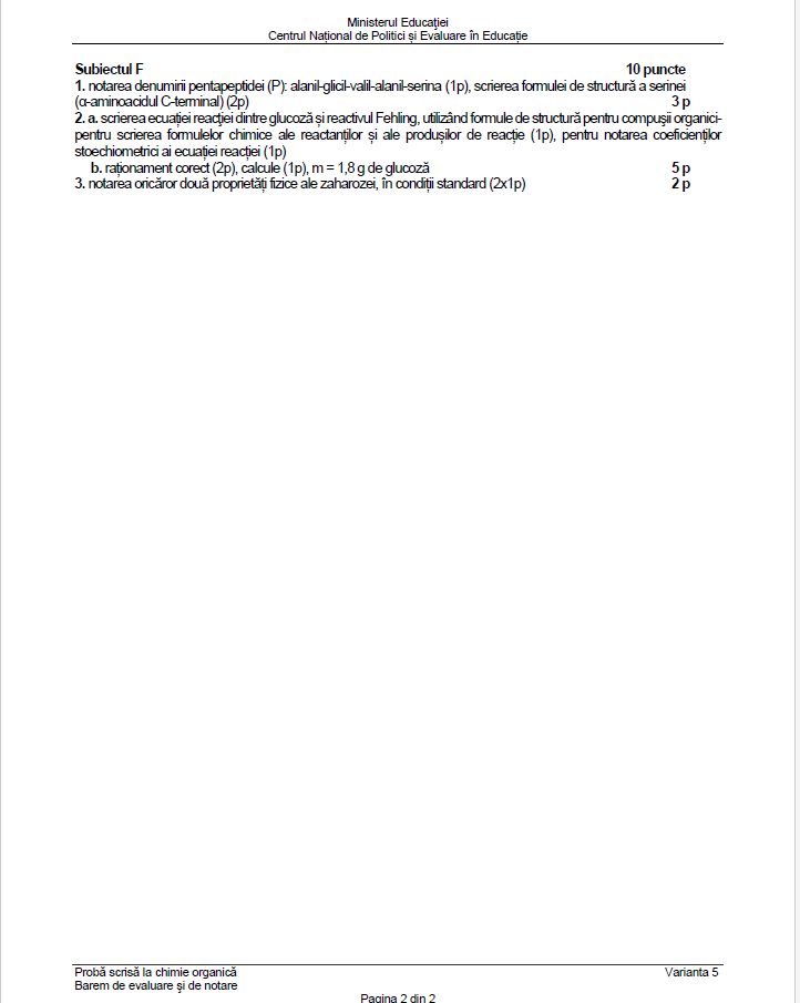 Baremul de corectare la BAC Chimie 2023 a fost publicat de Ministerul Educației. Cum trebuiau rezolvate subiectele