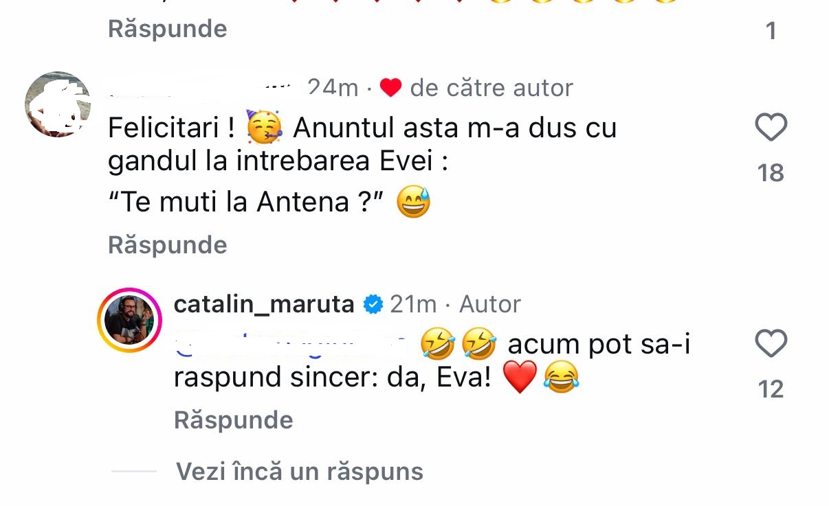 Ce i-a spus Cătălin Măruța unei admiratoare, după ce s-a aflat că a semnat cu Antena 1. „M-a dus cu gândul la întrebarea Evei”