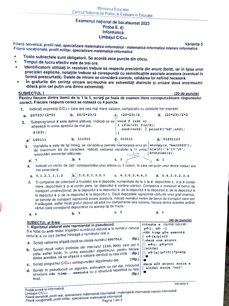 Subiecte informatică BAC 2023. Ce au avut de rezolvat elevii care au ales să dea Bacul la această materie